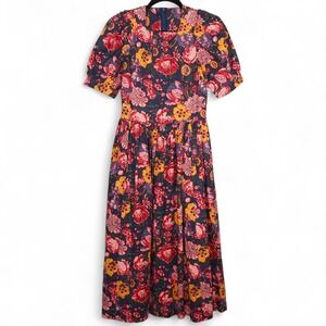 Laura Ashley Floral Midi Dress Size 6 Cottagecore Made in Great Britain